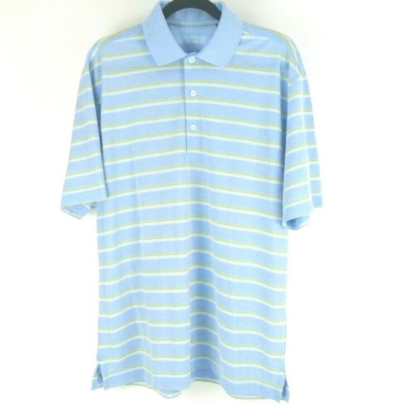 Callaway Men's Striped Golf Sky Blue Polo Shirt Collared Neck Short Sleeve Large - Picture 1 of 8